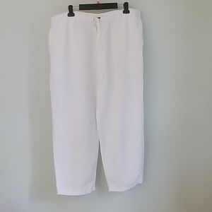 CUBAVERA white linen blend wide legged pants. Drawstring tie. Size XL (40-42)